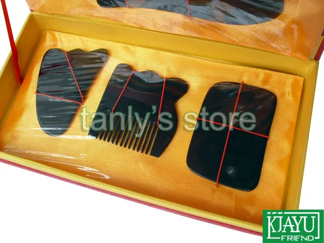 Оптом и в розницу традиционный массажный инструмент GuaSha beauty face kit buffalo horn 1