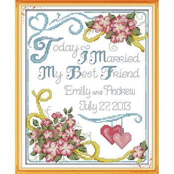 

Joy Sunday Wedding anniversary Chinese cross stitch kits Ecological cotton stamped printed 11CT DIY wedding decoration for home