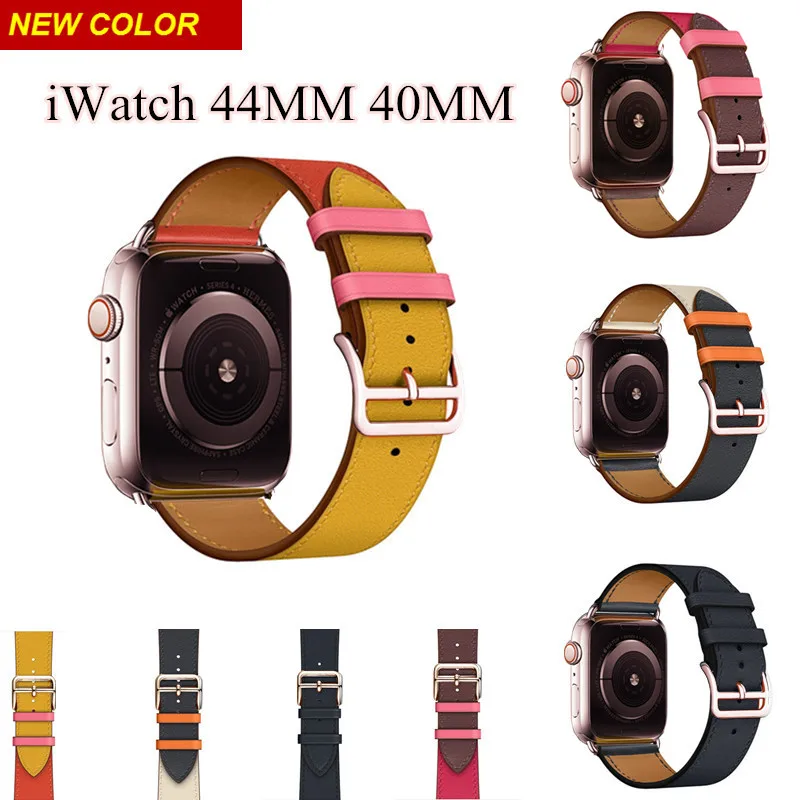 

Rose Gold Buckle Strap for Apple Watch Band 38MM 42MM 44MM 42MM Swift Leather Single Tour Loop Bracelet for iWatch Series 4 3 2