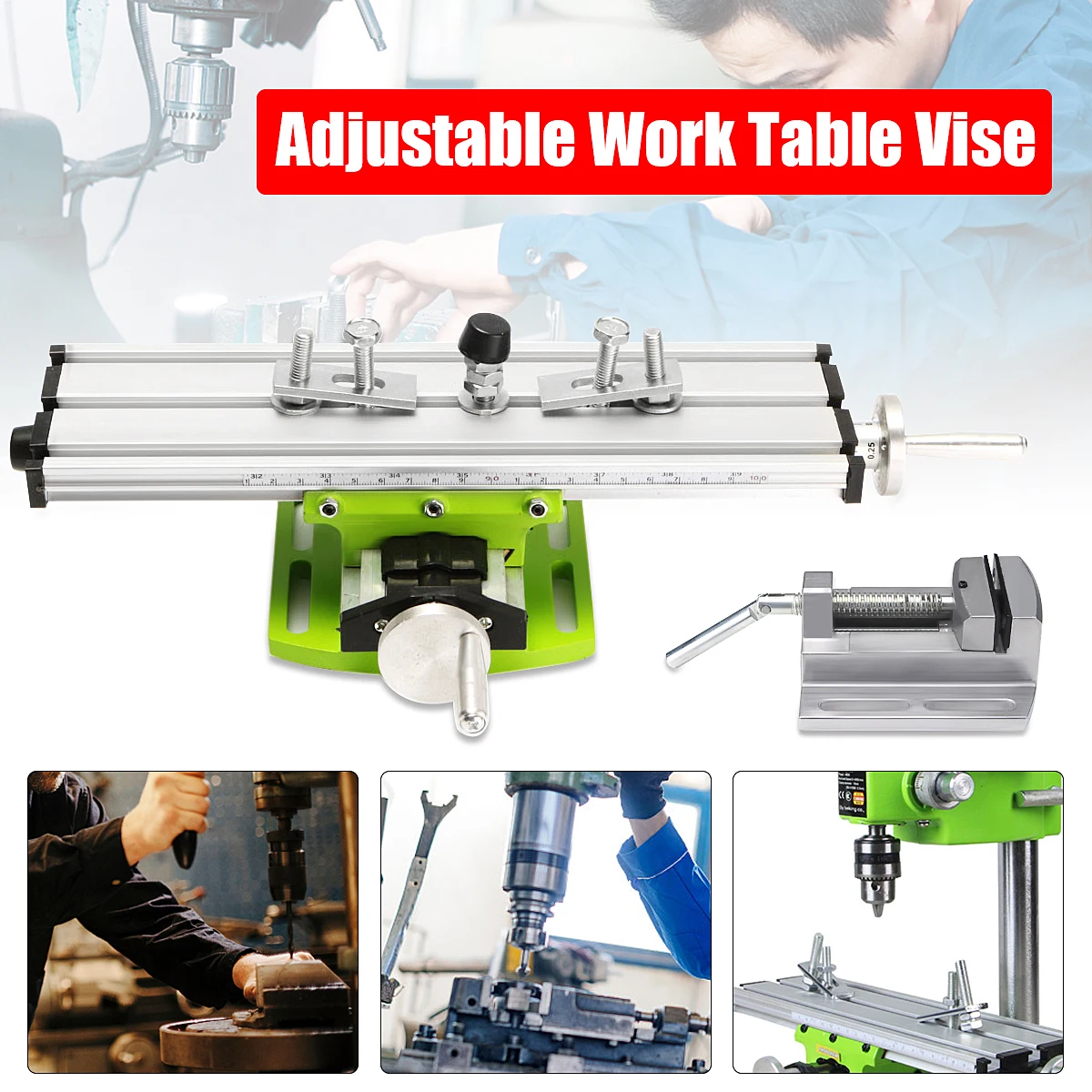 2 Axis Milling Compound Working Table Cross Sliding DIY Lathe Bench Drill Vise 