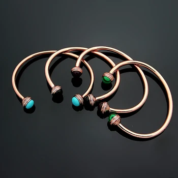 

High Quality Rose Gold P Earl Bangle 4 Kinds of Color Rotatable Bead Fashion Bangle For Women Best Gift