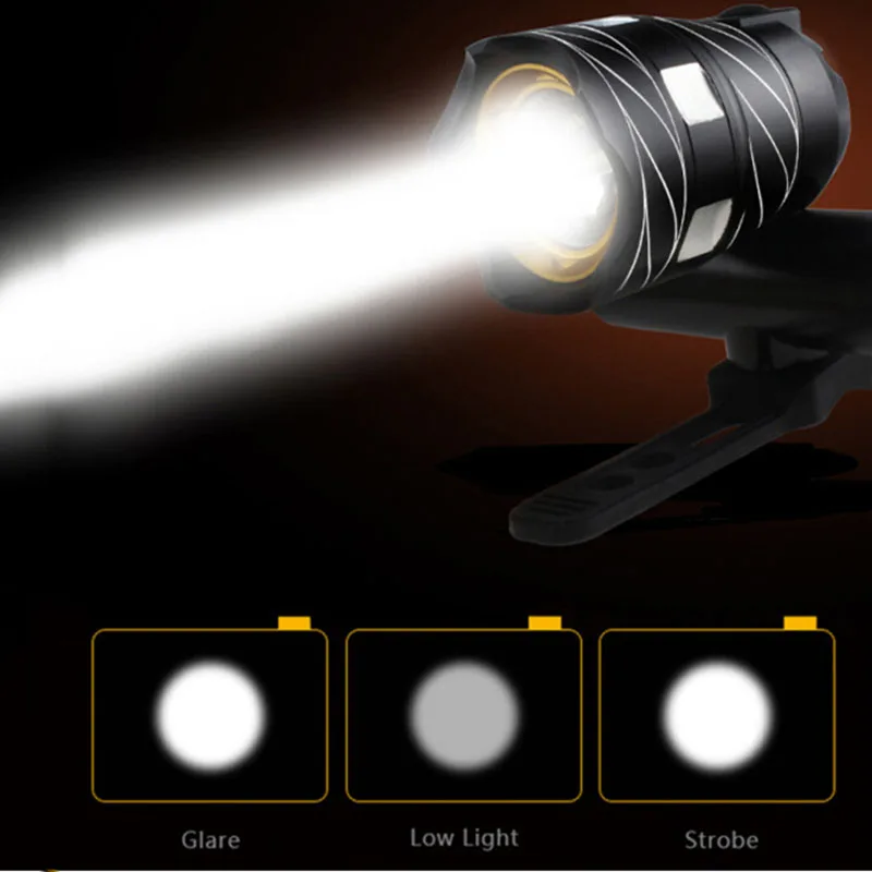 

USB Rechargeable T6 LED Bicycle Light Bike Front Lamp Outdoor Zoomable Torch Headlight Built-in Battery 300LM