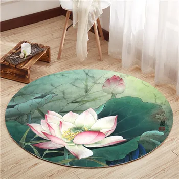 

Retro Chinese Round Carpet for Living Room Computer Chair Floor Mat Yoga Cloakroom Round Mat Home Soft Round Carpet Kids Room