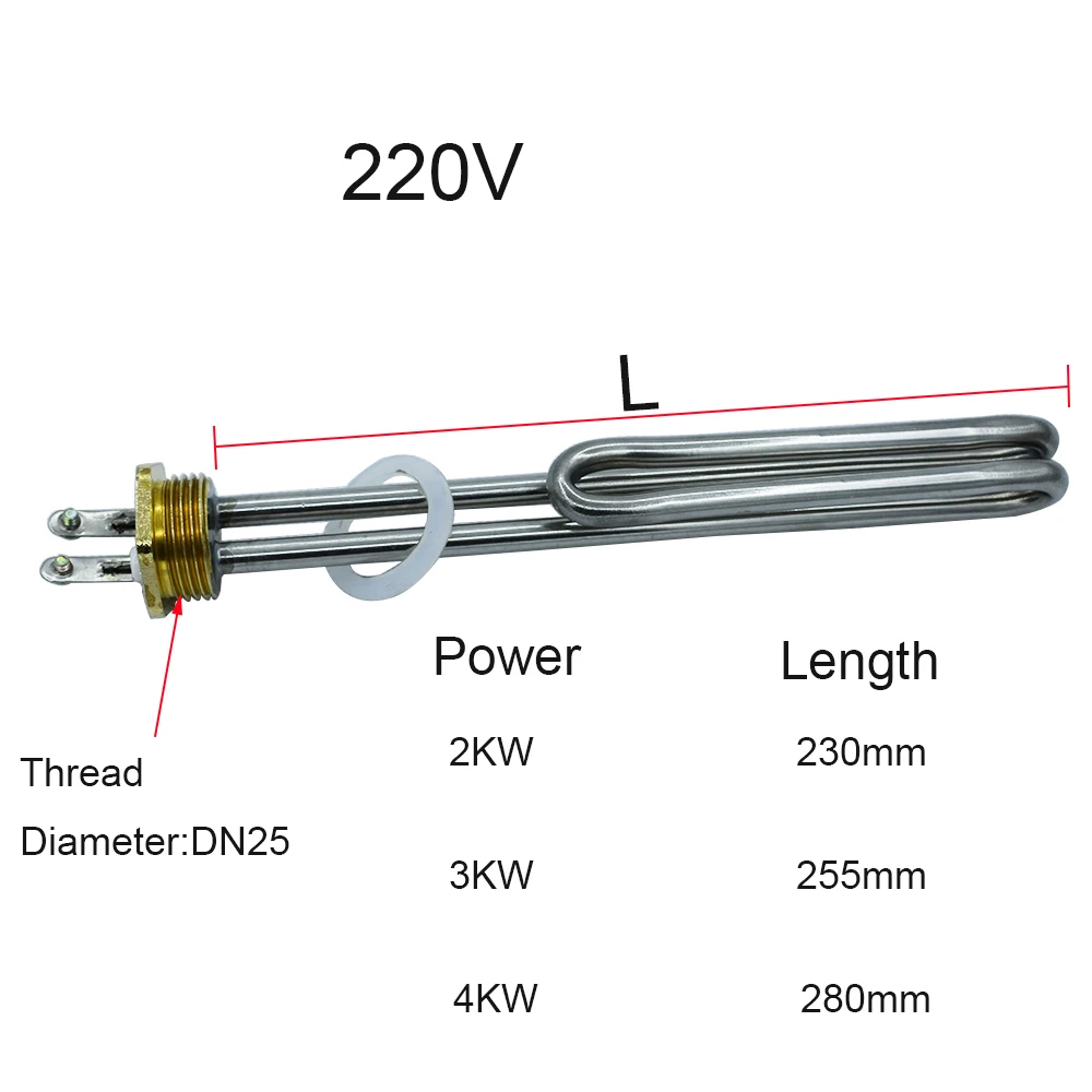 Вода Нагревательный элемент 220V 2KW/3KW/4KW DN25 нить Нержавеющая сталь водяной електро-кипятильник нагреватель Электрический Запчасти