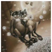 3d Diy Diamond painting animal two cat round diamond mosaic Cross Stitch Crafts Diamond Embroidery mosaic