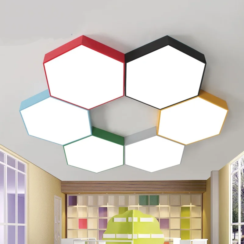 

Children lamp ceiling lamps Multi-color creative LED Creative Color honeycomb one kindergarten clothing office lamp ZA ET22