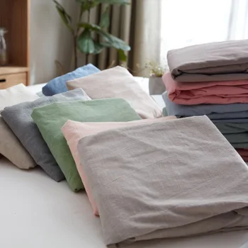

High quality 100% Washed Cotton Nordic Style Flat Bed Sheet Solid Color 160 x 240/240 x 250 /240 x270 cm free shipping