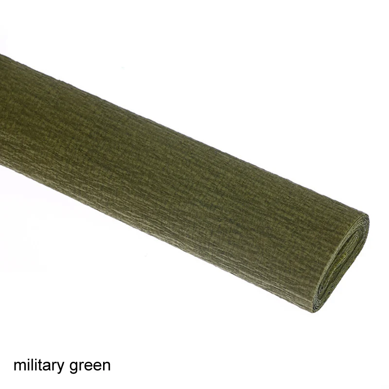military green Складывающийся креповый бумажный скребок, венок для рукоделия, цветочная упаковка, вечерние украшения для дня рождения, свадьбы - Цвет: military green