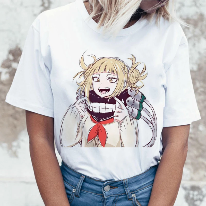 Ahegao, мультяшная футболка, женская, Harajuku, Boku, No Hero Academy, аниме, футболка, Senpai, забавная футболка, хентай, химико Тога, женские футболки