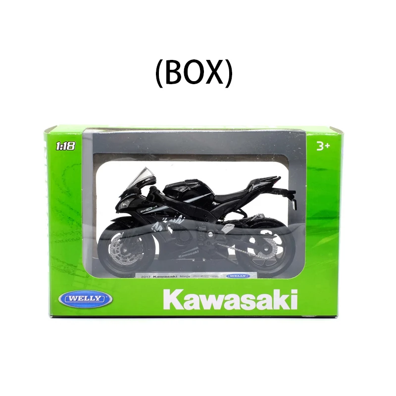 Welly 1:18 Kawwasaki Ninja ZX10R Литая модель мотоцикла Рабочая короткопоглотитель игрушка для детей подарки коллекция игрушек - Цвет: ZX10R(box)