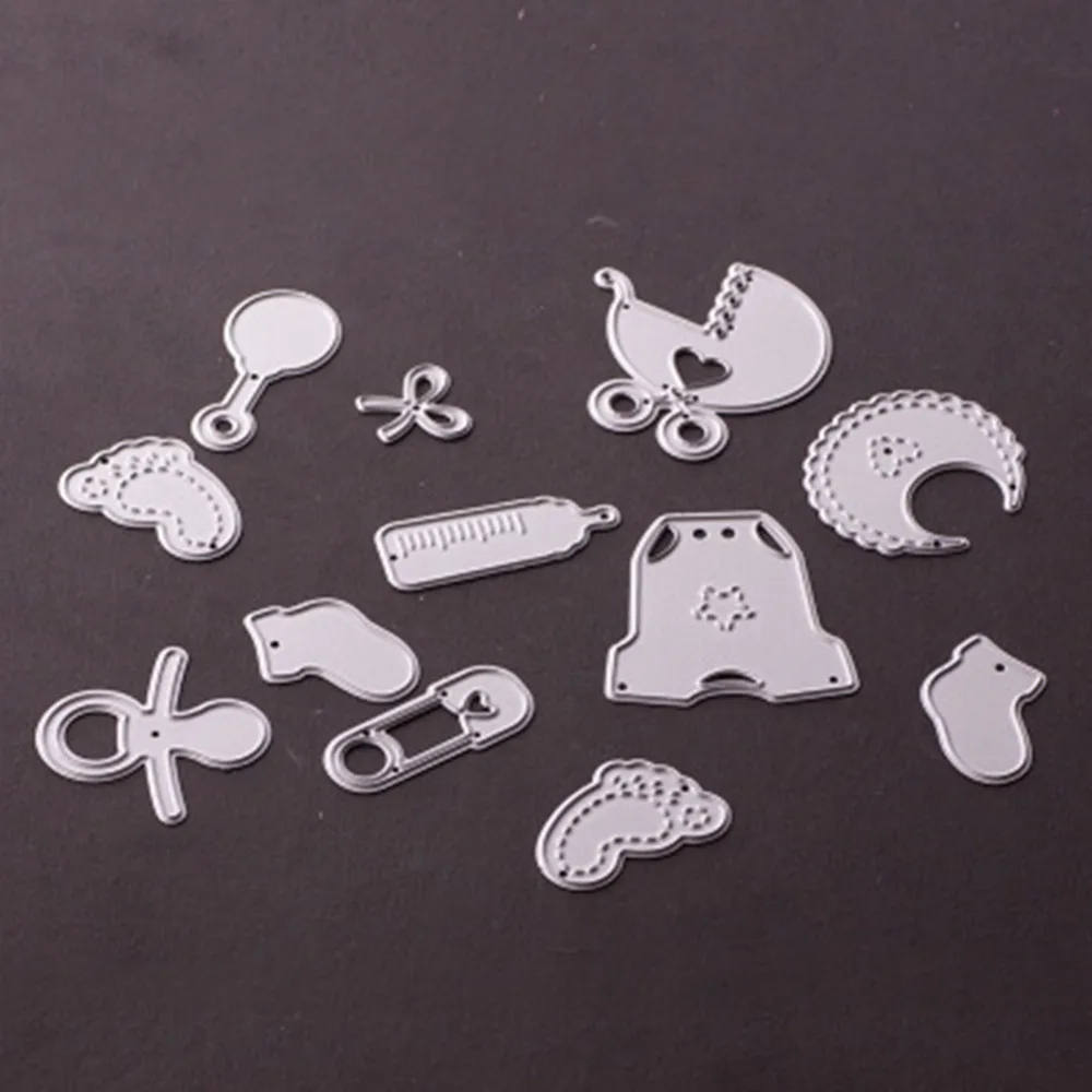 12pcs set Customized New font b Baby b font Set Stencil Metal Cutting Knives Cutting Dies