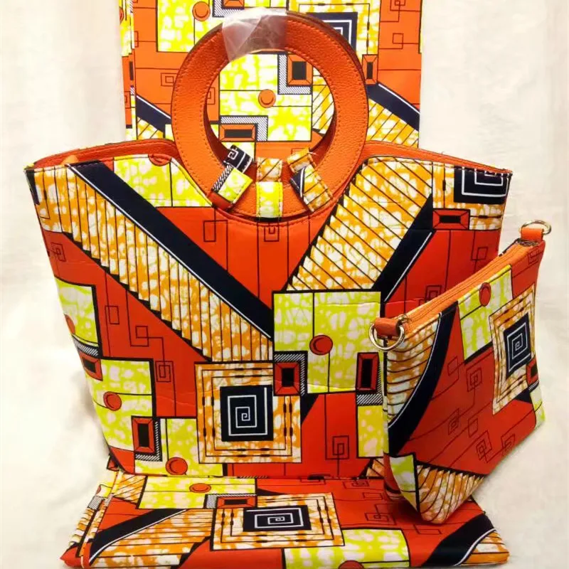 Nigeria Style Super Wax Hollandais Bag And Wax Fabric font b Set b font African Fashion