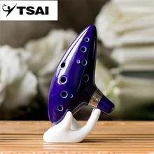 TSAI 12 Hole Ocarina Ceramic Alto C Legend of Zelda Ocarina Flute Blue Ocarina Inspired of Time Musical Instrument neje fj0003 8 mini 6 hole tone c contralto concerto ocarina musical instrument green