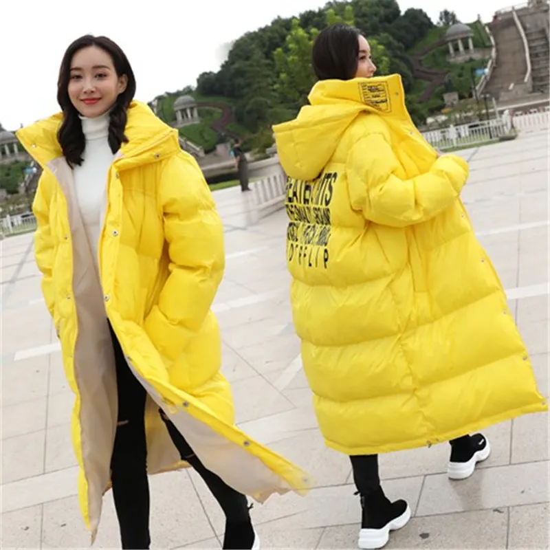 SVESIA Winter Women's Parkas Trend Letter Hooded Women Parka Coats Jackets