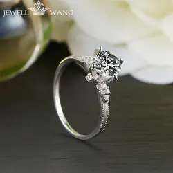 Jewellwang ювелирные украшения Moissanites кольцо 1.0ct алмаз сторона камень Обручальные кольца для женщин 18 К настоящее золото оригинальный любовн