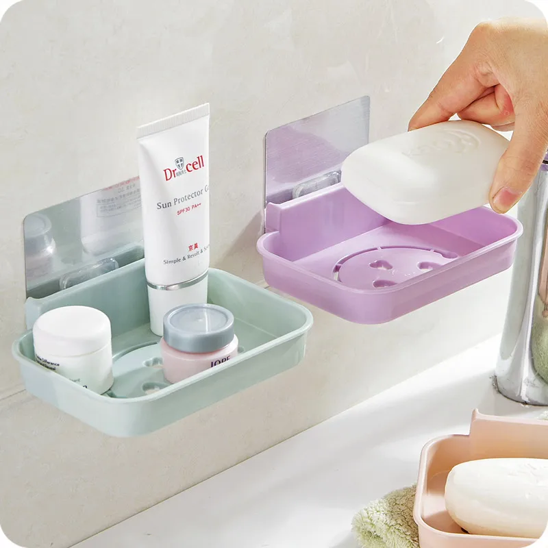 

Hight quality plastic soap dishes super suction hanging rack holder bathroom kitchen accessories sets cuction hook soap dish