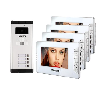 

Wholesale New Apartment Intercom 4 Monitors 7" Color Screen Video Door Phone Intercom System For 3 Family / House FREE SHIPPING