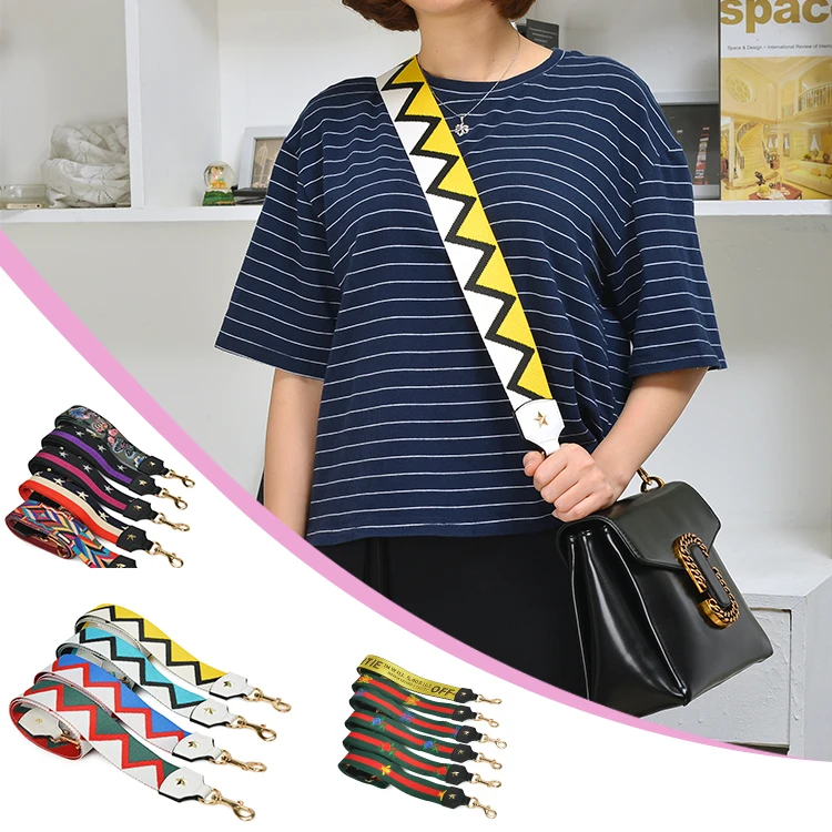 

Wide Straps for Bags Embroidery Pattern Woven Shoulder Strap for Handbags Easy Holding Bag Strap Diy Accessorie