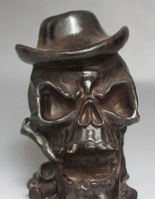 

China Chinese Bronze skeleton Skeleton death's-head Head Statue Sculpture R0707
