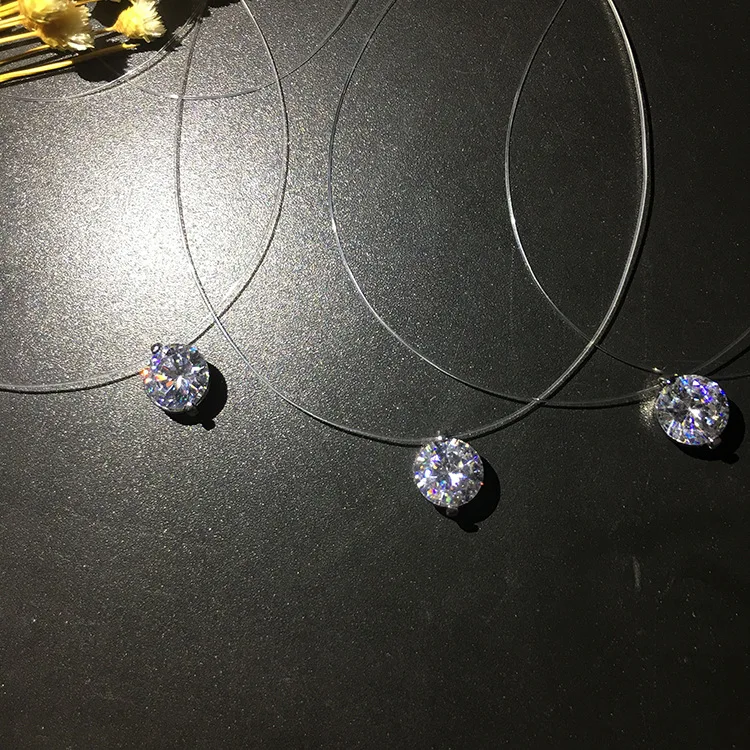 

Newly Released Chain Jewelry Bijoux Elegant Transparent Invisible Line Shinning Zircon Necklace Hot Selling 8 mm Choker Necklace