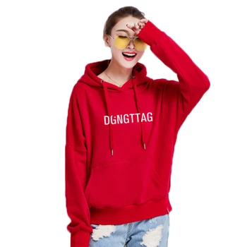 

2018 New Spring Autumn Hoodies Casual Women Hooded Big Size Women's Sweatshirt Leter Loose Cotton Female Hoodies Pullover J45