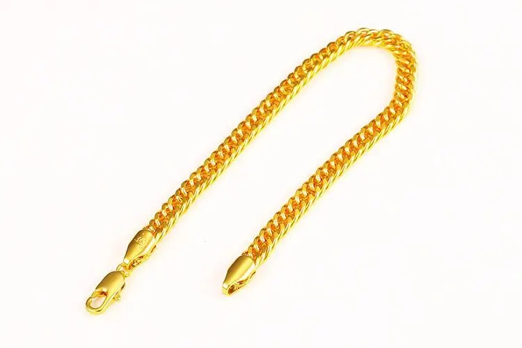 MxGxFam( 18 cm x 4.8 mm) Chain Bracelet Jewelry For Women Men 24 k Pure Gold Color Fashion Designs Allergy Free