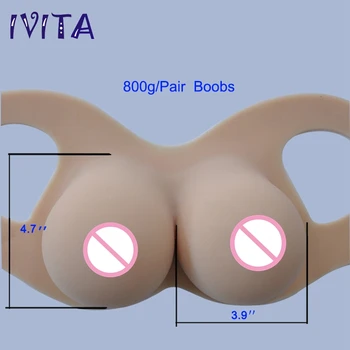 

IVITA 800g Beige Top Quality Artifical Silicone Breast Forms Fake Boobs For Crossdresser Transgender Shemale Drag-Queen Enhancer