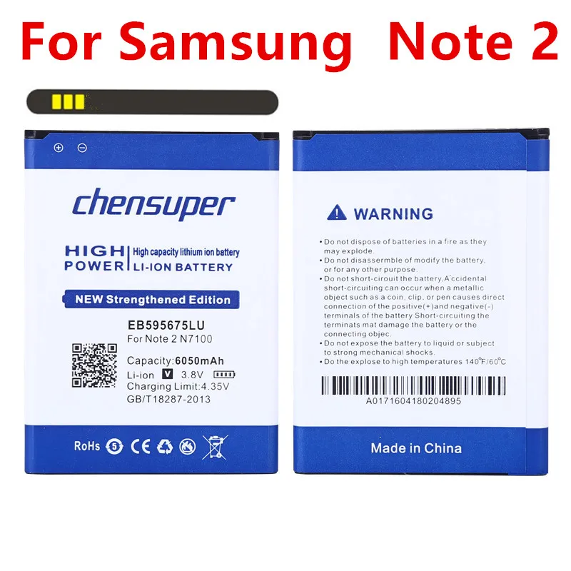 Chensuper 6050 мАч EB595675LU для Samsung GALAXY Note 2 аккумулятор II N7100 N7105 N7102 T889 L900 N7108D | Мобильные