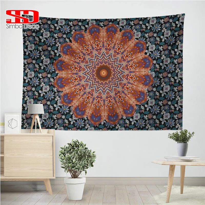 

Bohemian Psychedelic Tapestry Mandala Hippie Beach Towel Yoga Mats Tablecloth Rectangular Wall Hanging Farmhouse Decor Blanket