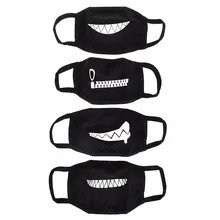 Черный унисекс мультфильм маски черный хлопок Половина лица маска забавные зубы письмо рот высокое качество 1 шт