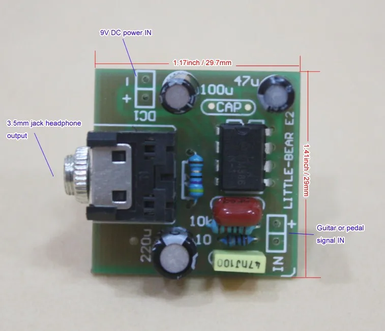 Маленький Медведь Мини гитара бас эффект нажатия педали усилитель для наушников усилитель доска E2