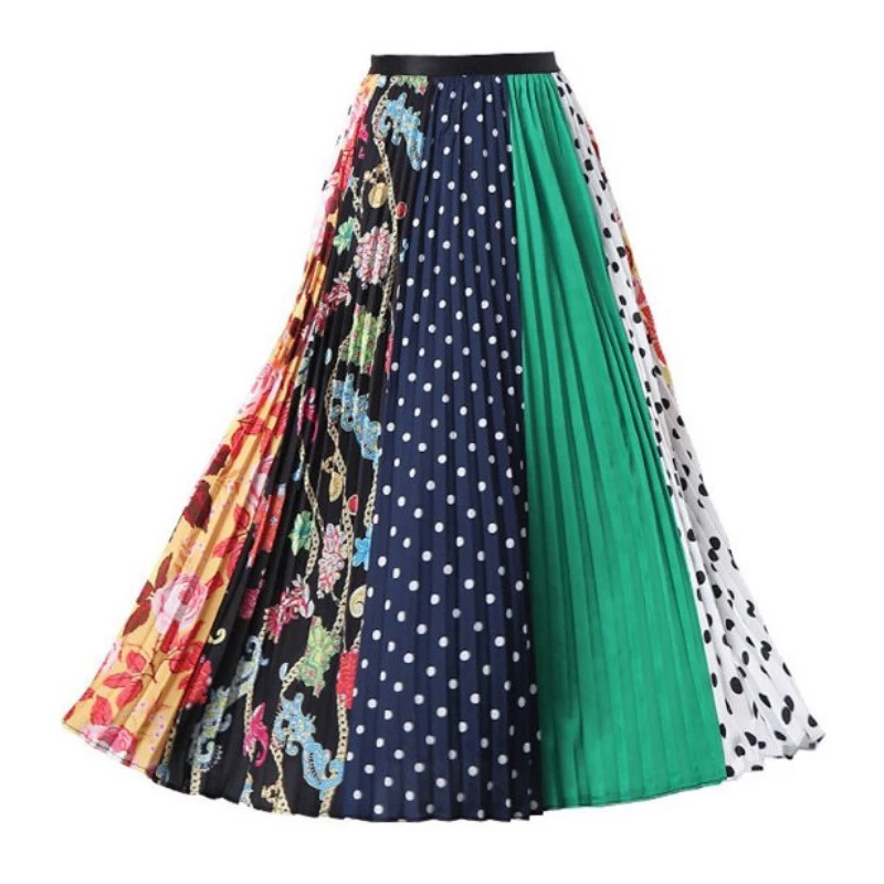 Новые модные женские плиссированные юбки с высокой талией осенние летние юбки миди женские юбки с эластичной талией трапециевидные длинные юбки для женщин Rok