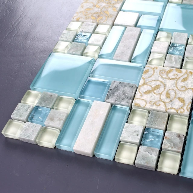 Blau glas gemischt steinmosaik fliesen badezimmer küche schlafzimmer ... Blau glas gemischt steinmosaik fliesen badezimmer küche schlafzimmer ...
