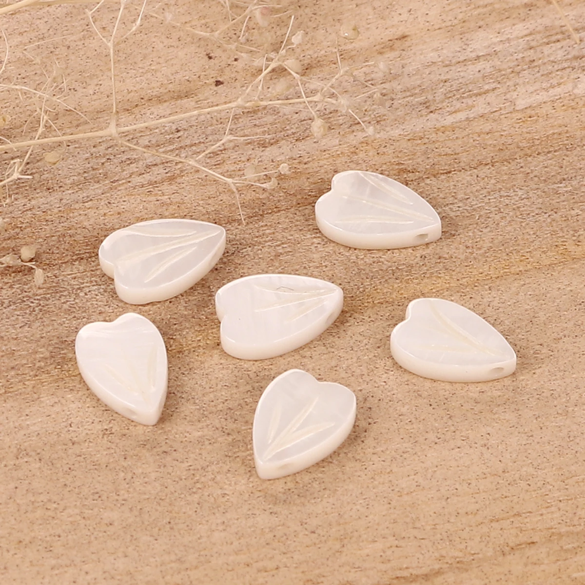 

Natural Shell Loose Beads Petaline White About 12mm x9mm( 4/8" x 3/8") - 11mm x8mm( 3/8" x 3/8"), Hole:Approx 0.9mm, 10 PCs