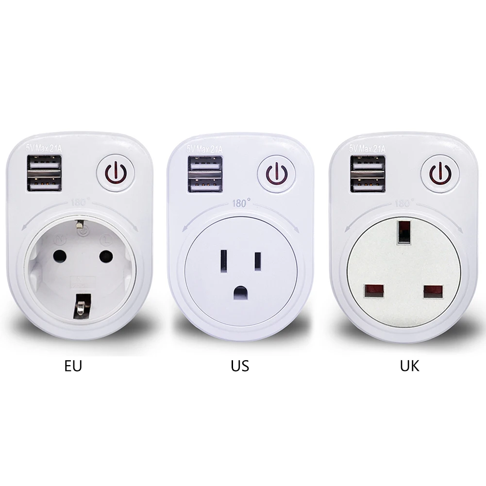 

Dual USB Port 2.1A Wall Charger Power Adapter Travel Socket Switch With AC Outlet EU/US/UK Plug Socket Surge Protect Panel