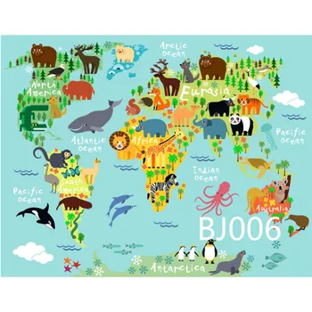 

LB Polyester & Vinyl Cartoon Animal logo world map Childlike Newborn Studio Backgrounds For Photo Studio Photography Backdrops