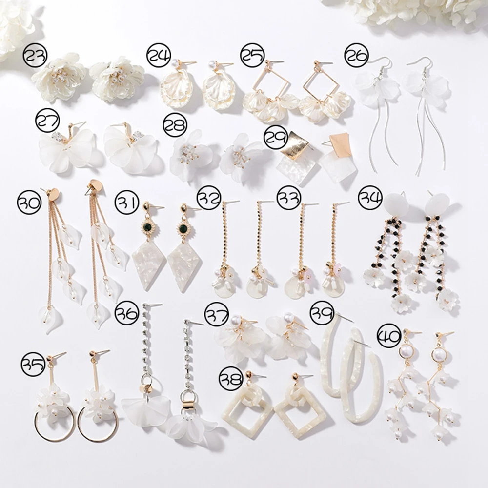 

Korean Shell Geometric Transparent Acetate Asymmetric Long Earrings Simple Branch Statement Earrings Fashion Jewelry 35Styles