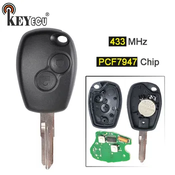 

KEYECU 10x 433MHz PCF7947 Chip 2 Button Replacement Remote Car Key Fob Remote Key for Renault Megane Modus Clio Kangoo Logan