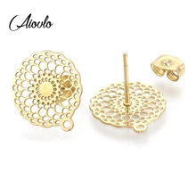 Aiovlo серьги, аксессуары из нержавеющей стали, золотые, стальные, металлические, полые серьги, основа, разъемы, линкеры, 10 шт./лот, сделай сам, изготовление ювелирных изделий