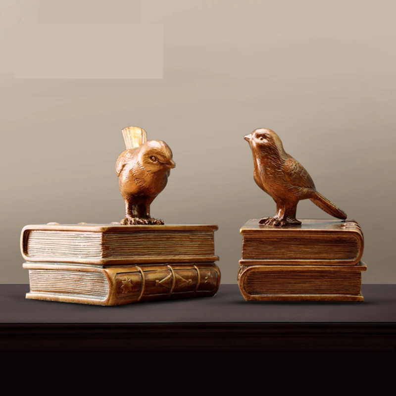 VILEAD 14 سنتيمتر الراتنج الطيور كتاب كتلة التماثيل الأوروبية الرجعية مجوهرات خزانة الإبداعية هدية الحرف الحلي للاكسسوارات المنزلية