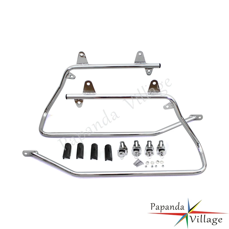 

Papanda Motorcycle Chrome Steel Saddlebag Saddle Bag Support Conversion Brackets Mounts for Harley Touring Softail 1986-2013