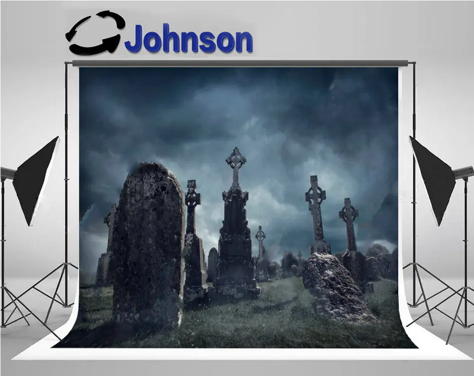 

Spooky Old Graveyard Night backdrop High quality Computer print Halloween photo studio background