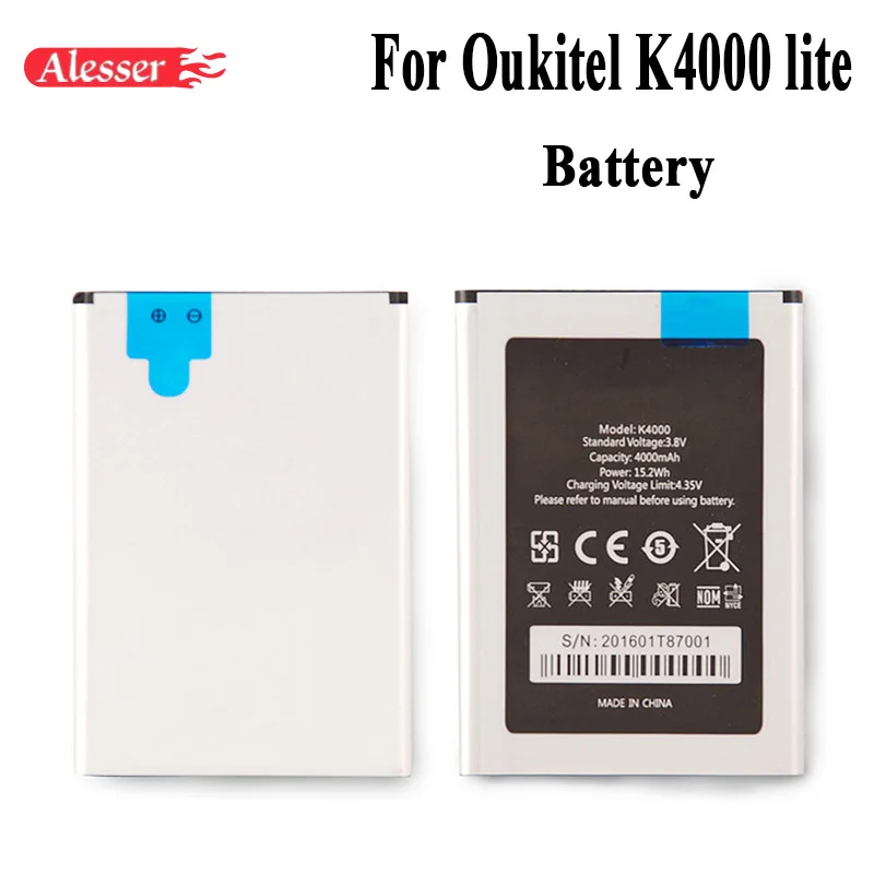 Alesser For Oukitel K4000 lite Battery 4000mAh 100% New Replacement accessory accumulators Cell Phone | Мобильные телефоны и