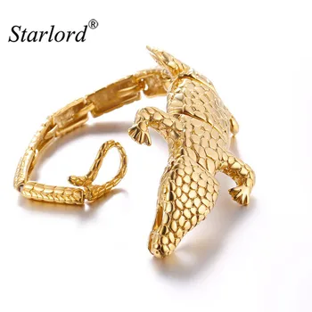 

Starlord Men Bracelet Statement Lizard Shape Unique Design Trendy Gold Color/Stainless Steel Male Bracelet 2017 GH2655