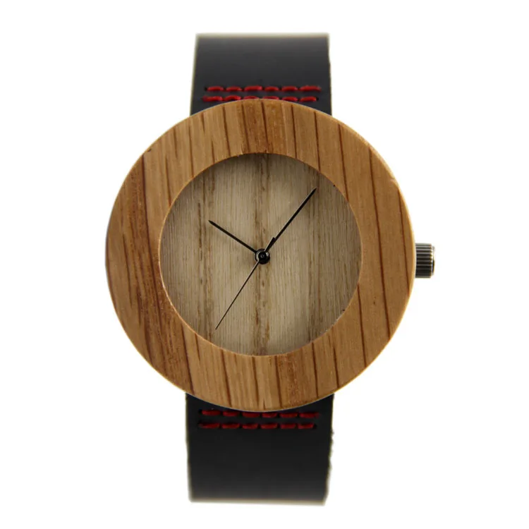 New arrival japanese miyota 2035 movement watches red genuine leather bamboo wooden watches for men and