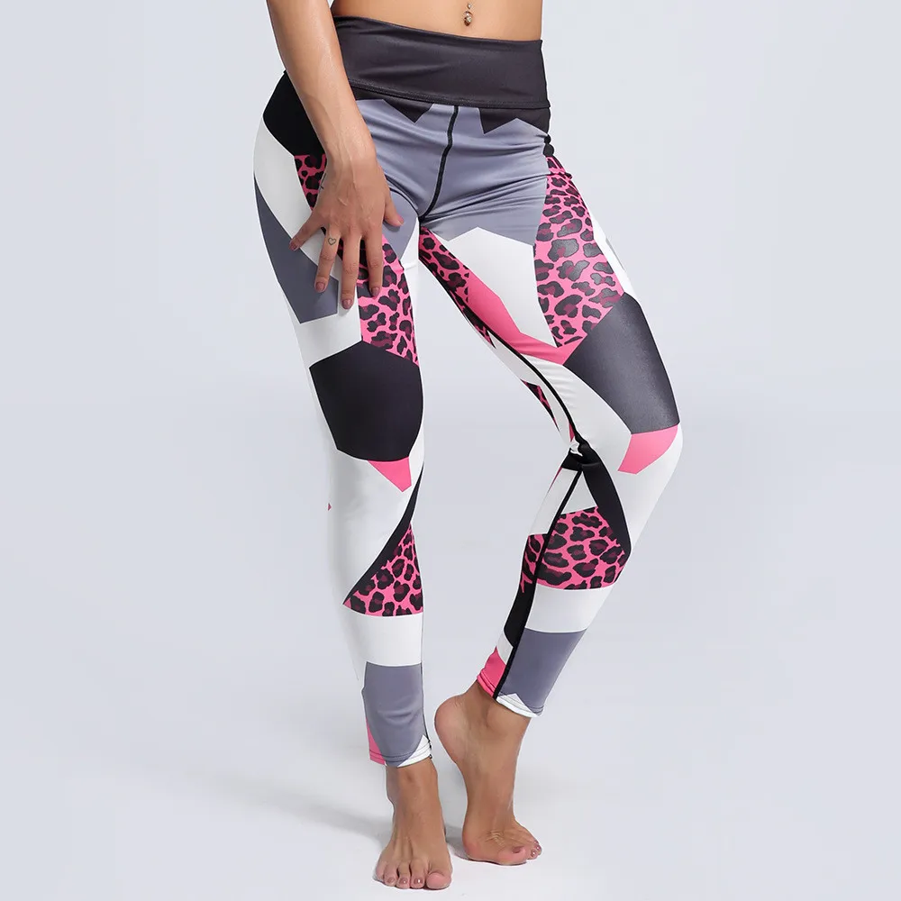 

Women Flexible LeopardPatchwork Print Tight Pants Workout Gym Training Running Yoga Sport Fitness Exercise Leggings Dropshipping