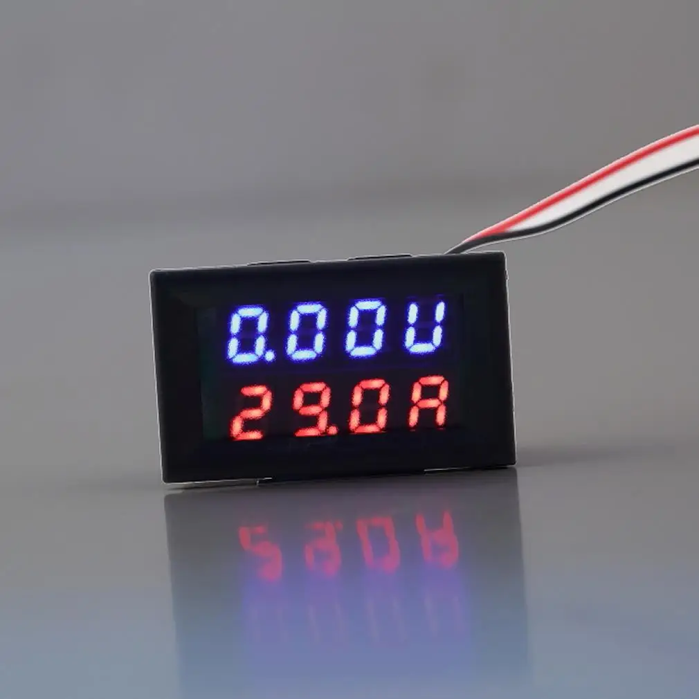 

1pc Red Blue LED DC 0-100V 10A Dual Display Voltage Meter Digital LED Voltmeter Ammeter Panel Amp Volt Gauge