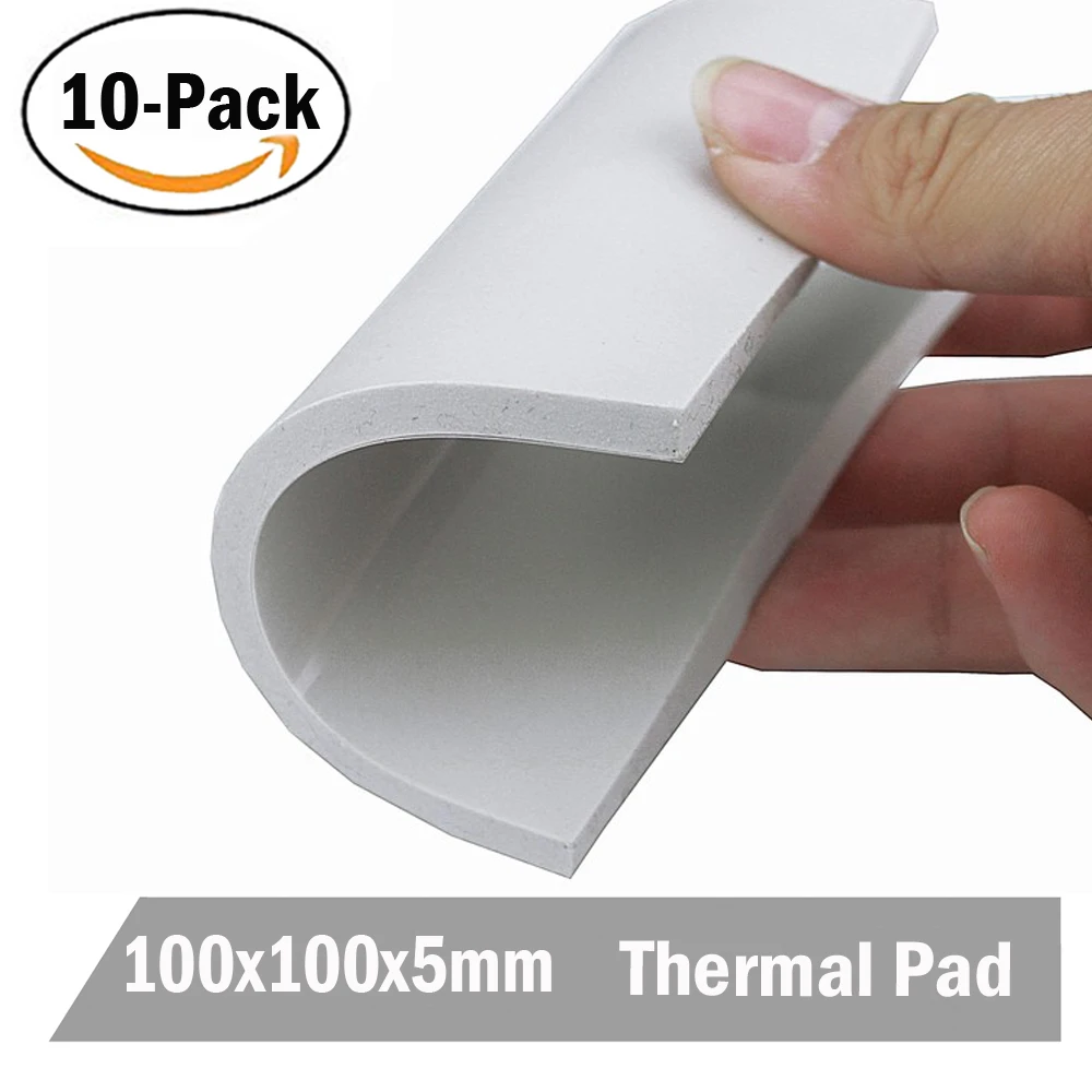 10pcs 100x100x5mm 5mm thk CPU Cooling Heatsink Silicone Conductive Thermal Pad