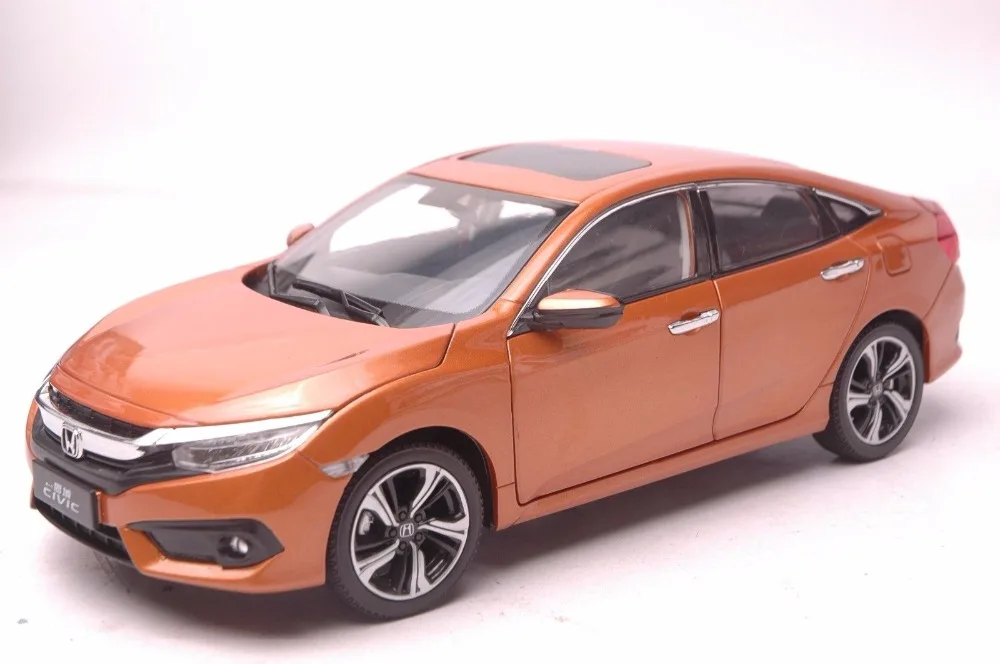 1:18 литья под давлением модель для Honda Civic MK10 оранжевый Седан сплав игрушка автомобиль миниатюрная коллекция подарки