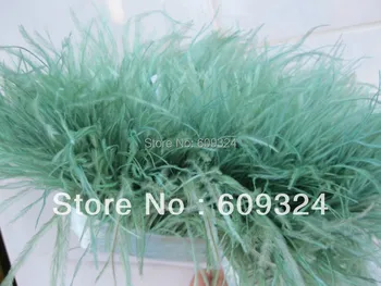 

Gray Mint ostrich feather trimming fringe on Satin Header 5 - 6" in width for dress decoration A quality dense enough